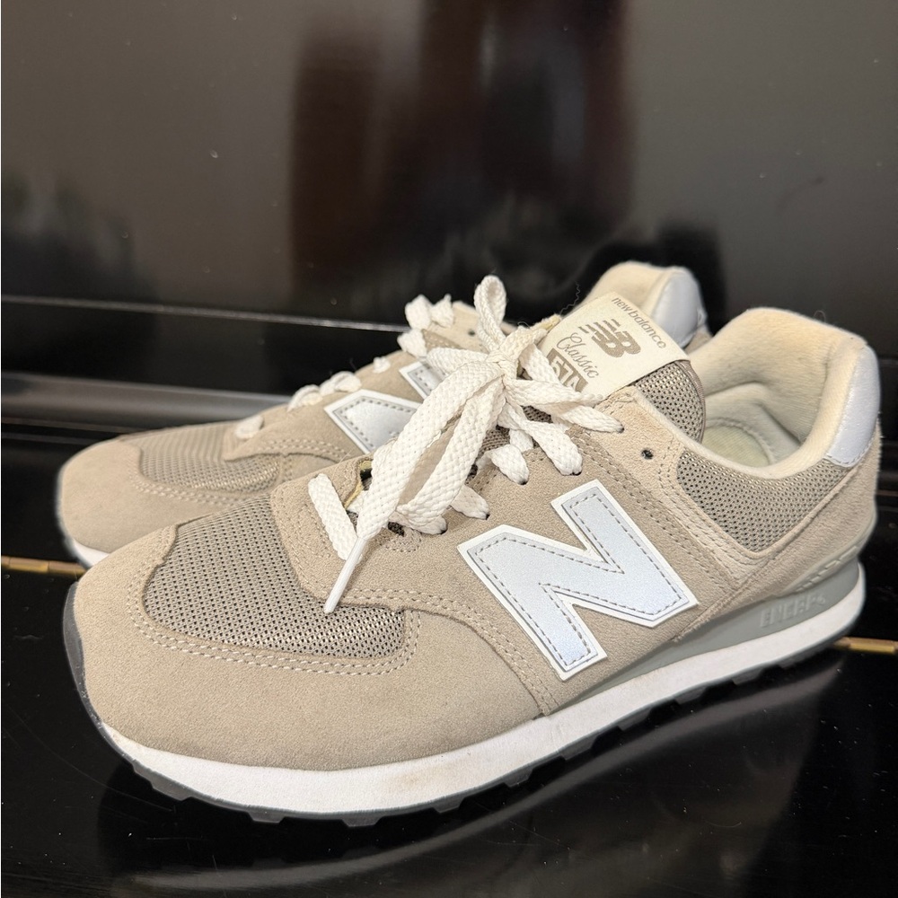 New Balance gray and White 574 Retro Sneakers